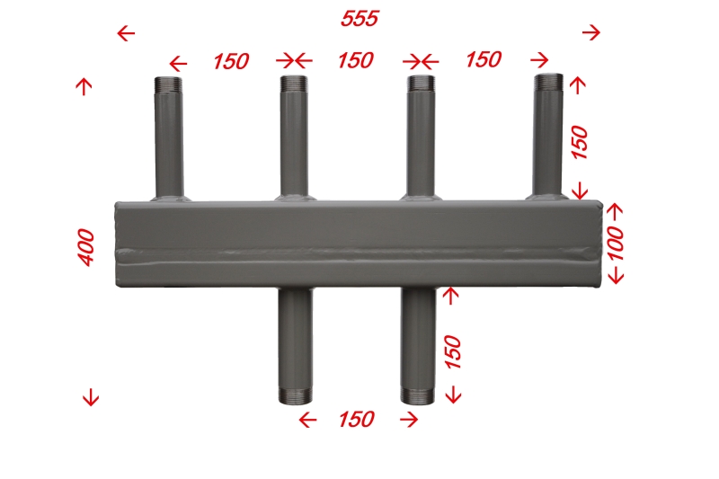 Sdružený rozdělovač sběrač SR 100/2Z připojení 5/4"- 2 okruhy 1"