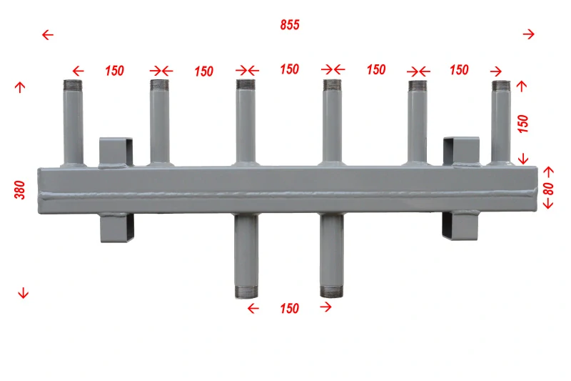 Sdružený rozdělovač sběrač SR 80/3Z připojení 5/4"- dva okruhy 1" s držákem