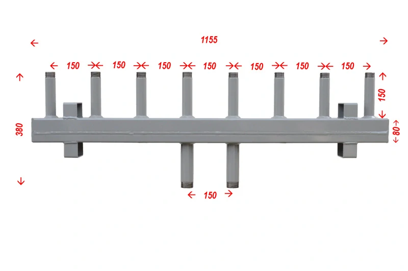 Sdružený rozdělovač sběrač SR 80/4Z připojení 5/4"- 4 okruhy 1" s držákem 