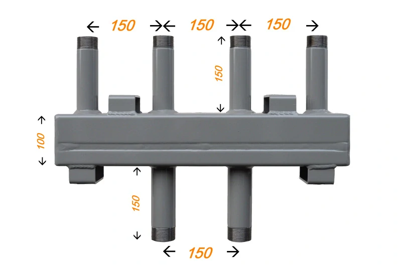 Sdružený rozdělovač sběrač SR 100/2Z připojení 6/4"- 2 okruhy 5/4"