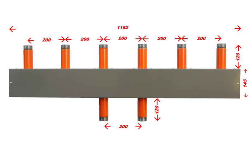 Sdružený rozdělovač sběrač SR 100/3ZI připojení 6/4"- 3 okruhy 6/4" s izolací